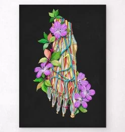 Blood Vessels Of The Foot - Floral - Black