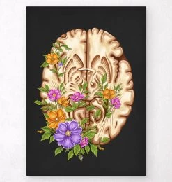 Brain Anatomy III - Floral - Black