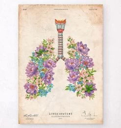 Lungs Anatomy - Floral - Vintage