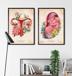 Uterus Anatomy - Floral - Vintage -Codex Anatomicus Shop LPA618 3