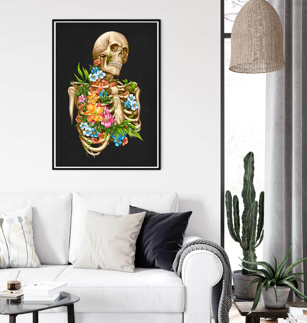 Skeleton Anatomy - Floral - Black 4 Skeleton Anatomy - Floral - Black - Image 2