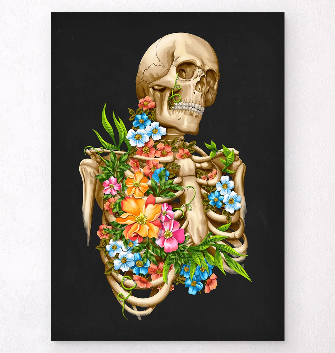 Skeleton Anatomy - Floral - Black 3 Skeleton Anatomy - Floral - Black