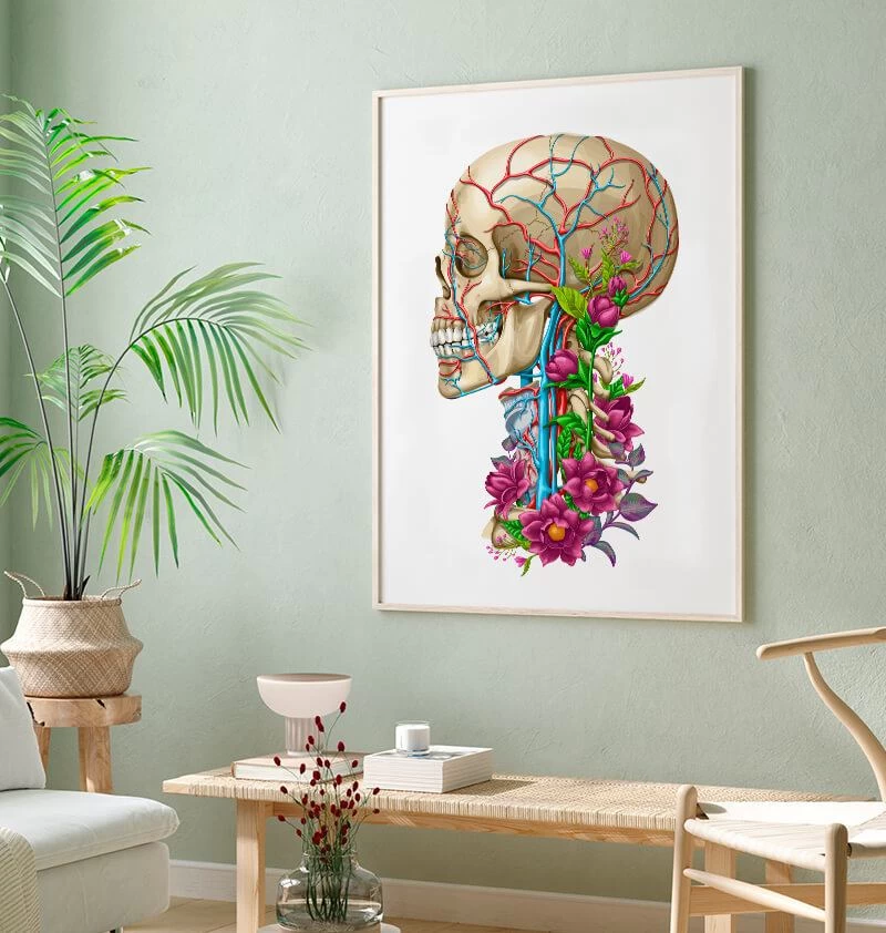 Skull Anatomy II - Floral - White 4 Skull Anatomy II - Floral - White - Image 2