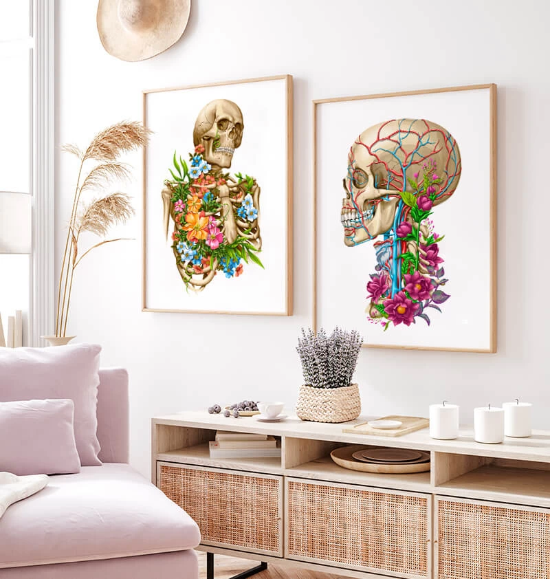 Skull Anatomy II - Floral - White 5 Skull Anatomy II - Floral - White - Image 3