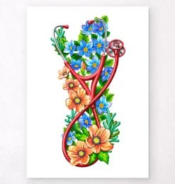 Stethoscope With Flowers - White