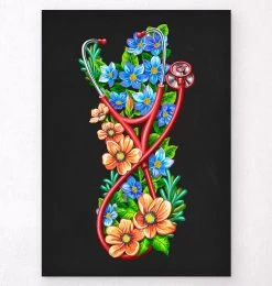 Stethoscope With Flowers - Black
