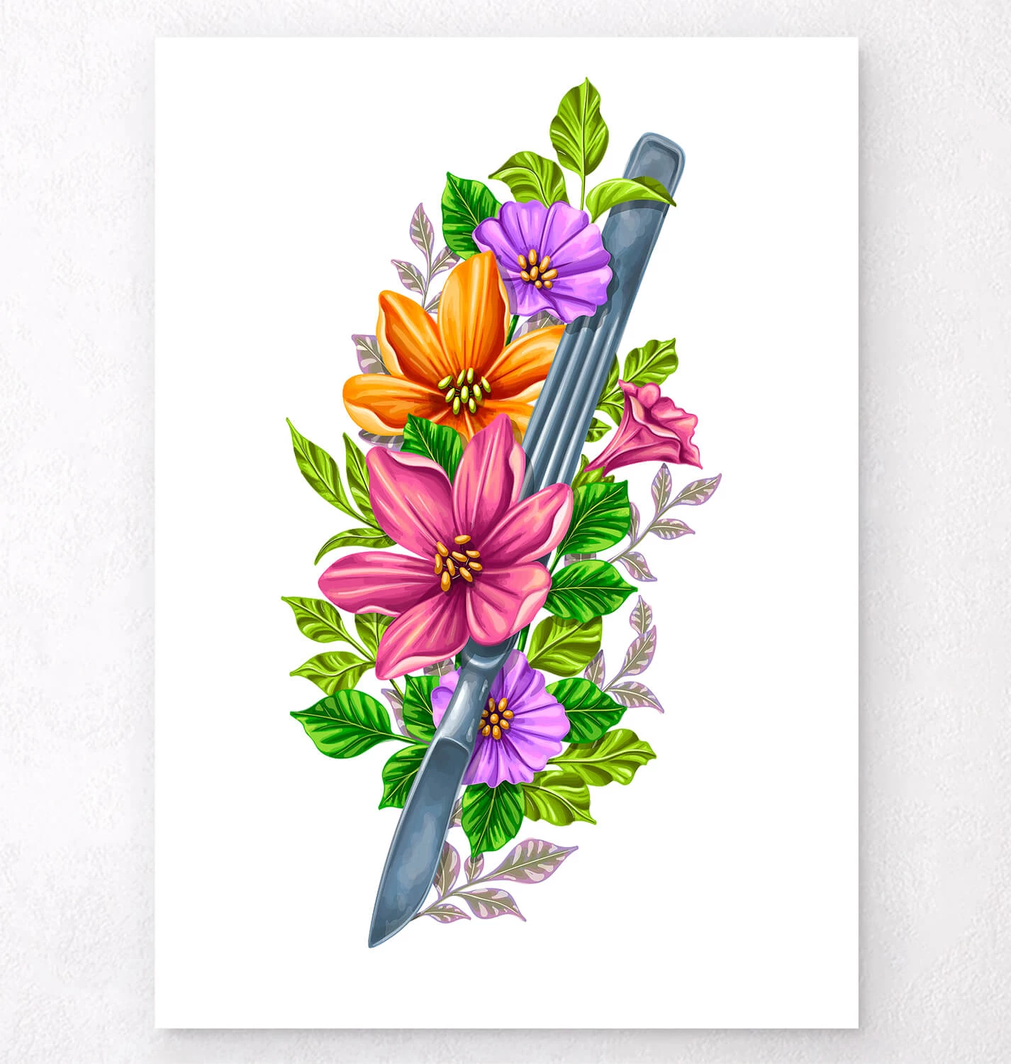 Scalpel With Flowers - White 3 Scalpel With Flowers - White