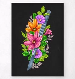 Scalpel With Flowers - Black