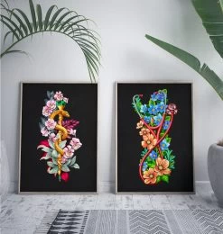 Rod Of Asclepius - Floral - Black -Codex Anatomicus Shop LPA644 2