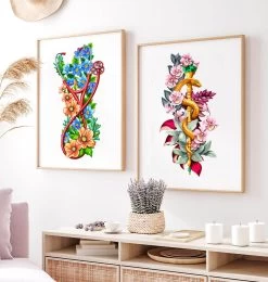 Rod Of Asclepius - Floral - White -Codex Anatomicus Shop LPA645 2