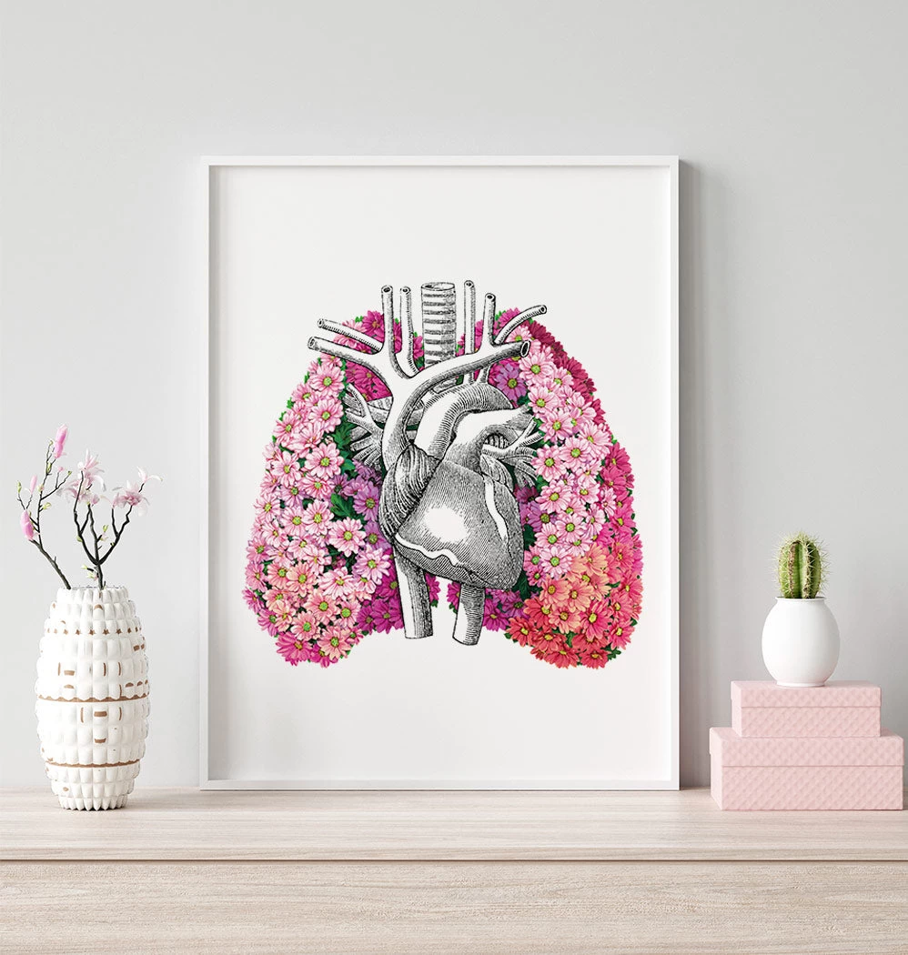 Lungs Anatomy II - Floral - White 4 Lungs Anatomy II - Floral - White - Image 2