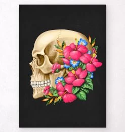 Skull Anatomy III - Floral - Black