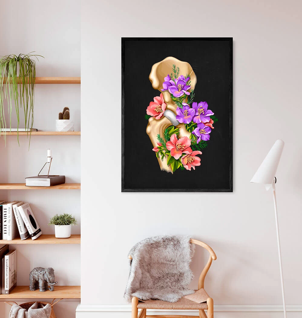 Hip Joint Anatomy - Floral - Black 4 Hip Joint Anatomy - Floral - Black - Image 2