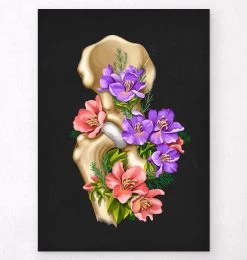 Hip Joint Anatomy - Floral - Black