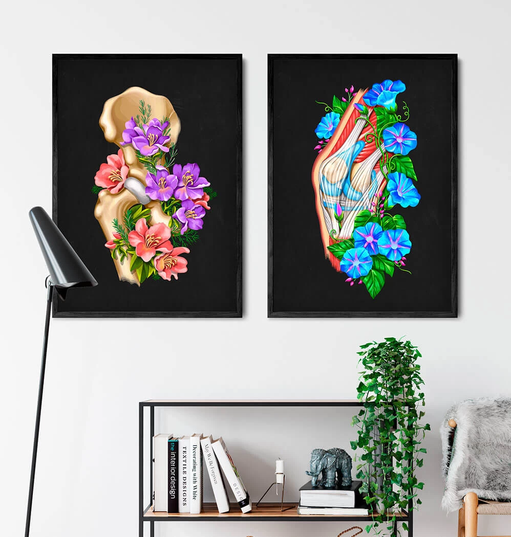 Hip Joint Anatomy - Floral - Black 5 Hip Joint Anatomy - Floral - Black - Image 3