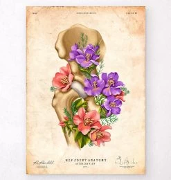 Hip Joint Anatomy - Floral - Vintage