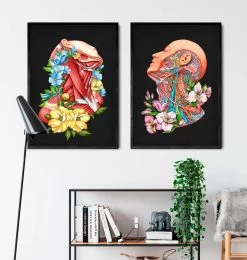 Neck Muscles - Floral - Black -Codex Anatomicus Shop LPA681 2