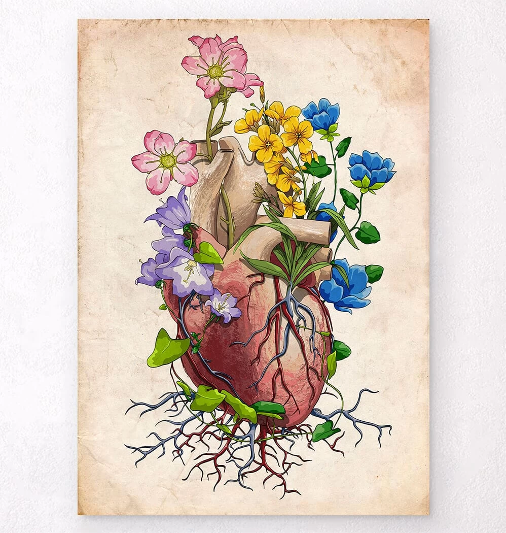 Heart Anatomy I - Floral - Vintage 3 Heart Anatomy I - Floral - Vintage