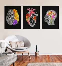 Anatomical Brain With Flowers II - Black -Codex Anatomicus Shop LPA712 3