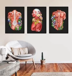 Muscles Side View - Floral - Black -Codex Anatomicus Shop LPA715 3