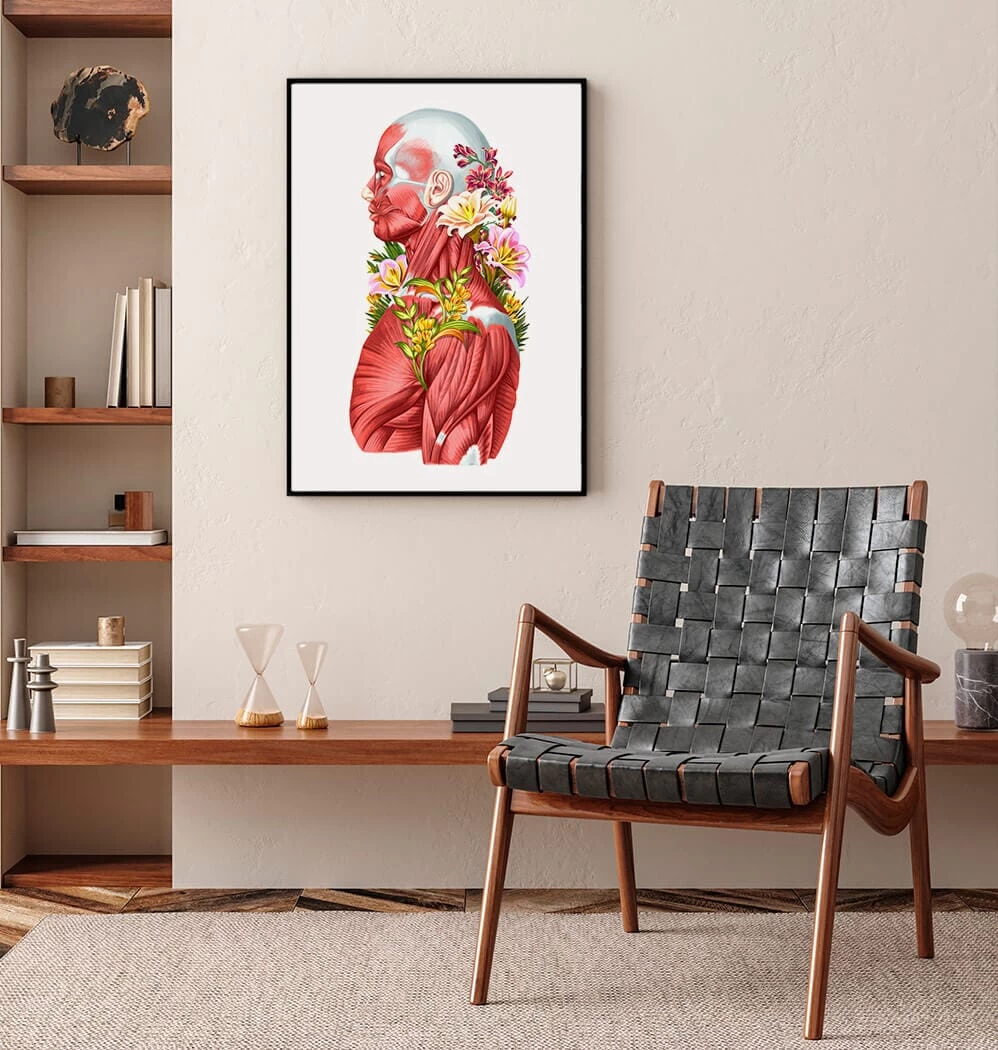 Muscles Side View - Floral - White 4 Muscles Side View - Floral - White - Image 2