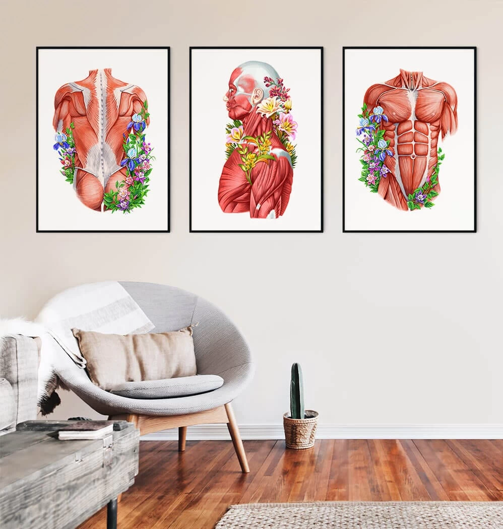 Muscles Side View - Floral - White 5 Muscles Side View - Floral - White - Image 3