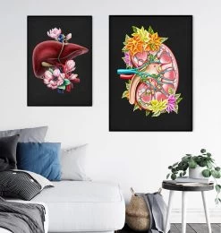 Kidney Anatomy II - Floral - Black -Codex Anatomicus Shop LPA729 3
