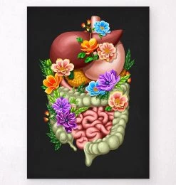 Digestive System - Floral - Black
