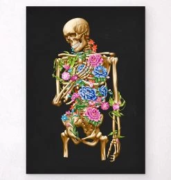 Skeleton Anatomy II - Floral - Black