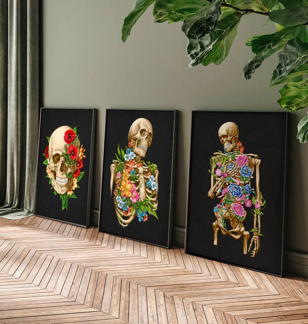 Skeleton Anatomy II - Floral - Black 5 Skeleton Anatomy II - Floral - Black - Image 3