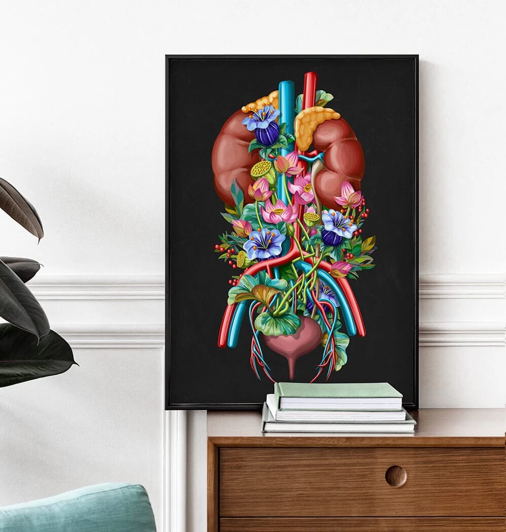 Urinary System - Floral - Black 4 Urinary System - Floral - Black - Image 2