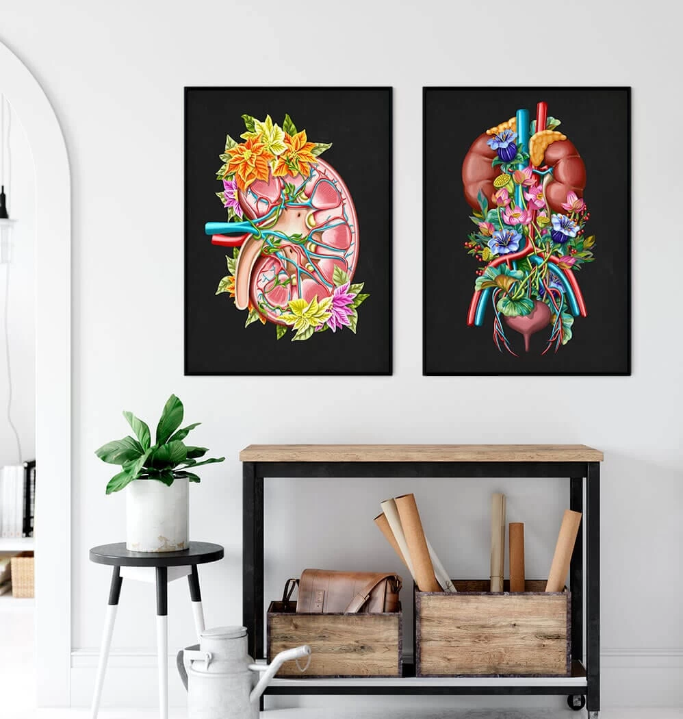 Urinary System - Floral - Black 5 Urinary System - Floral - Black - Image 3
