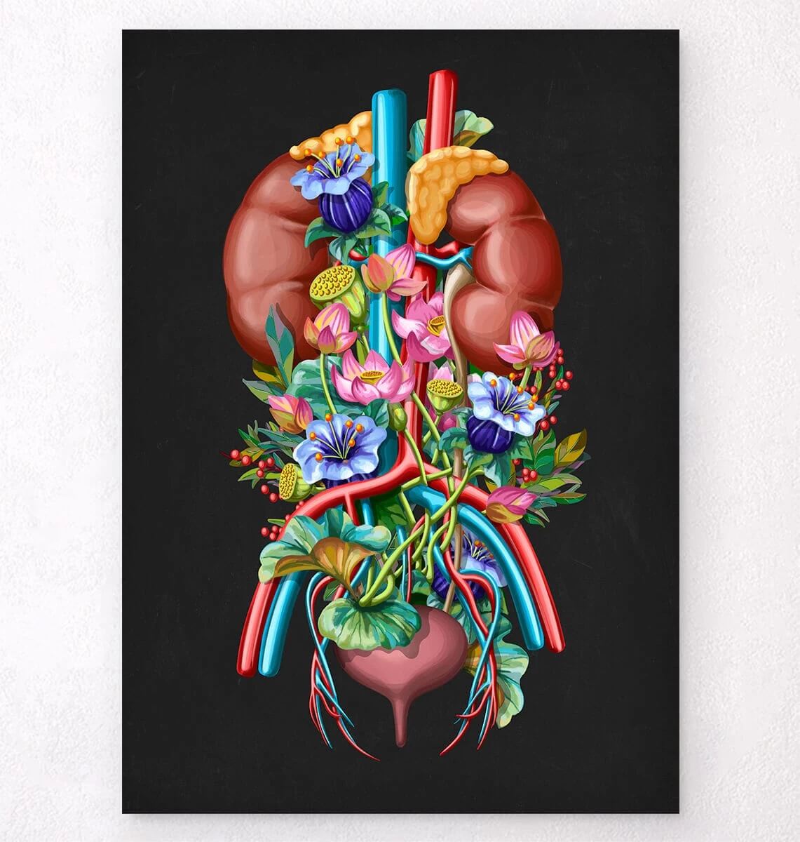 Urinary System - Floral - Black 3 Urinary System - Floral - Black