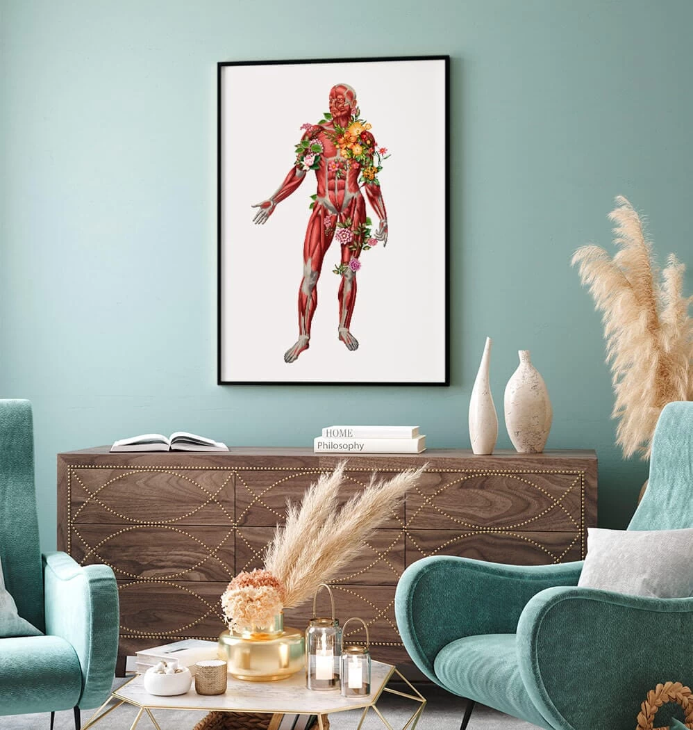 Muscular System, Front - Floral - White 4 Muscular System, Front - Floral - White - Image 2