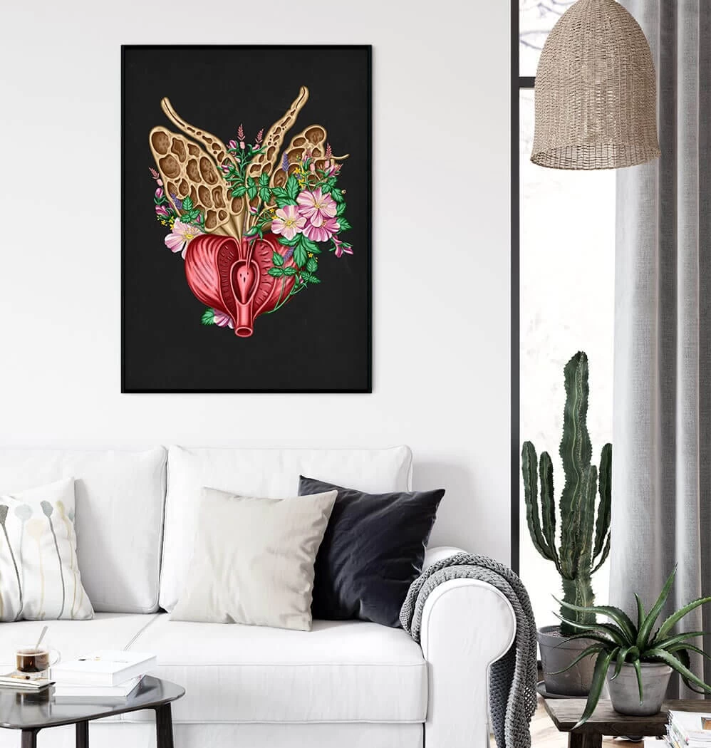Prostate Anatomy - Floral - Black 4 Prostate Anatomy - Floral - Black - Image 2