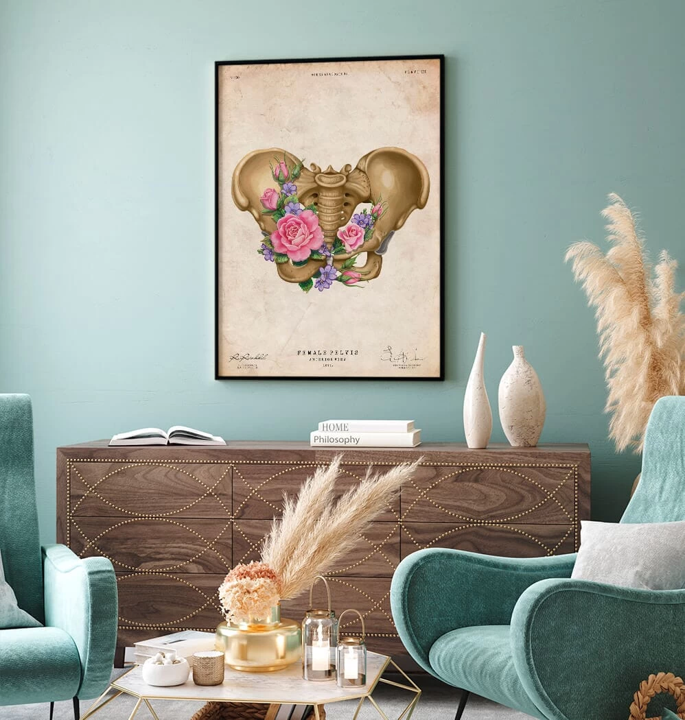 Female Pelvis Anatomy - Floral - Vintage 4 Female Pelvis Anatomy - Floral - Vintage - Image 2