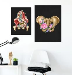 Female Pelvis Anatomy - Floral - Black -Codex Anatomicus Shop LPA791 3