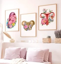 Female Pelvis Anatomy - Floral - White -Codex Anatomicus Shop LPA792 2