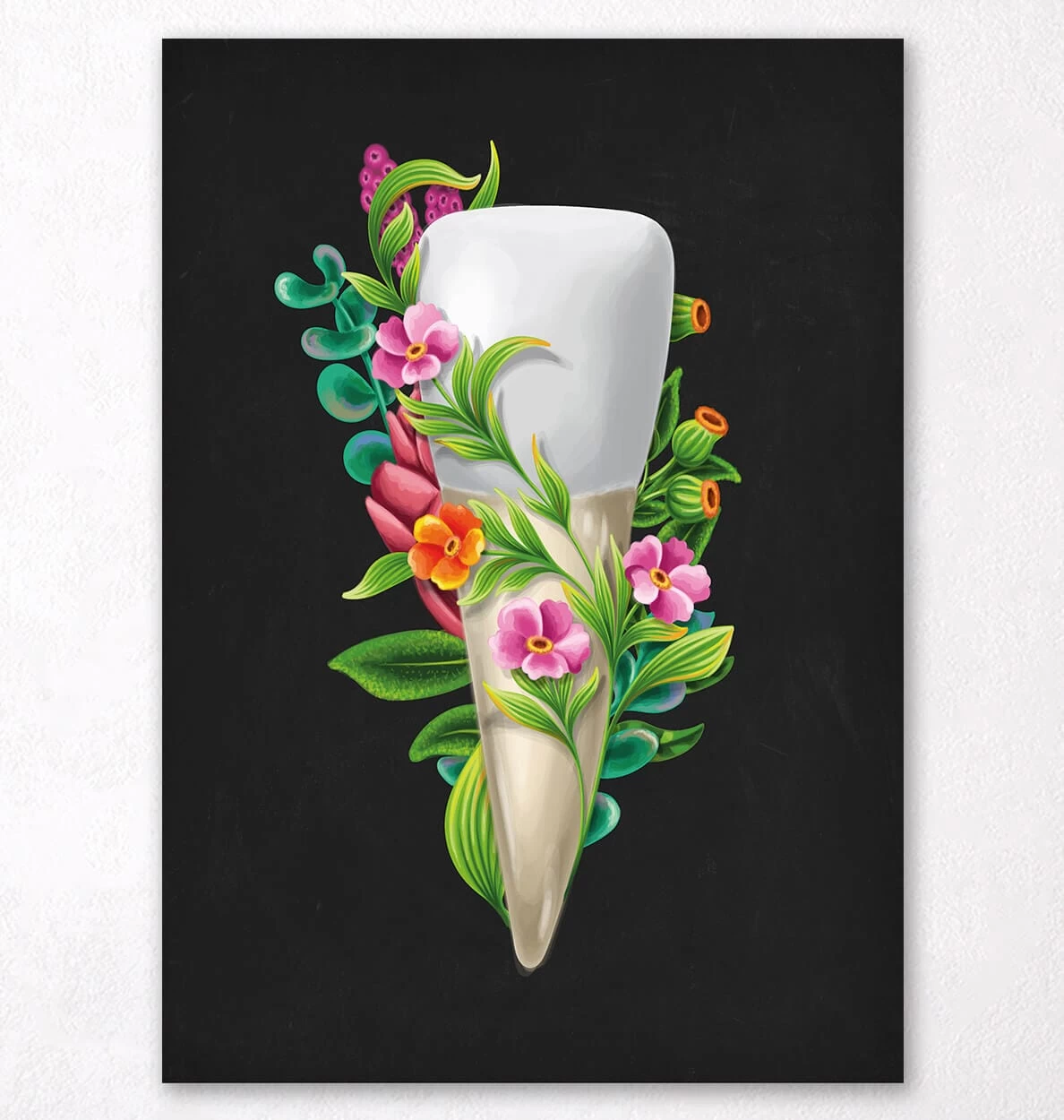 Tooth Anatomy III - Floral - Black 3 Tooth Anatomy III - Floral - Black
