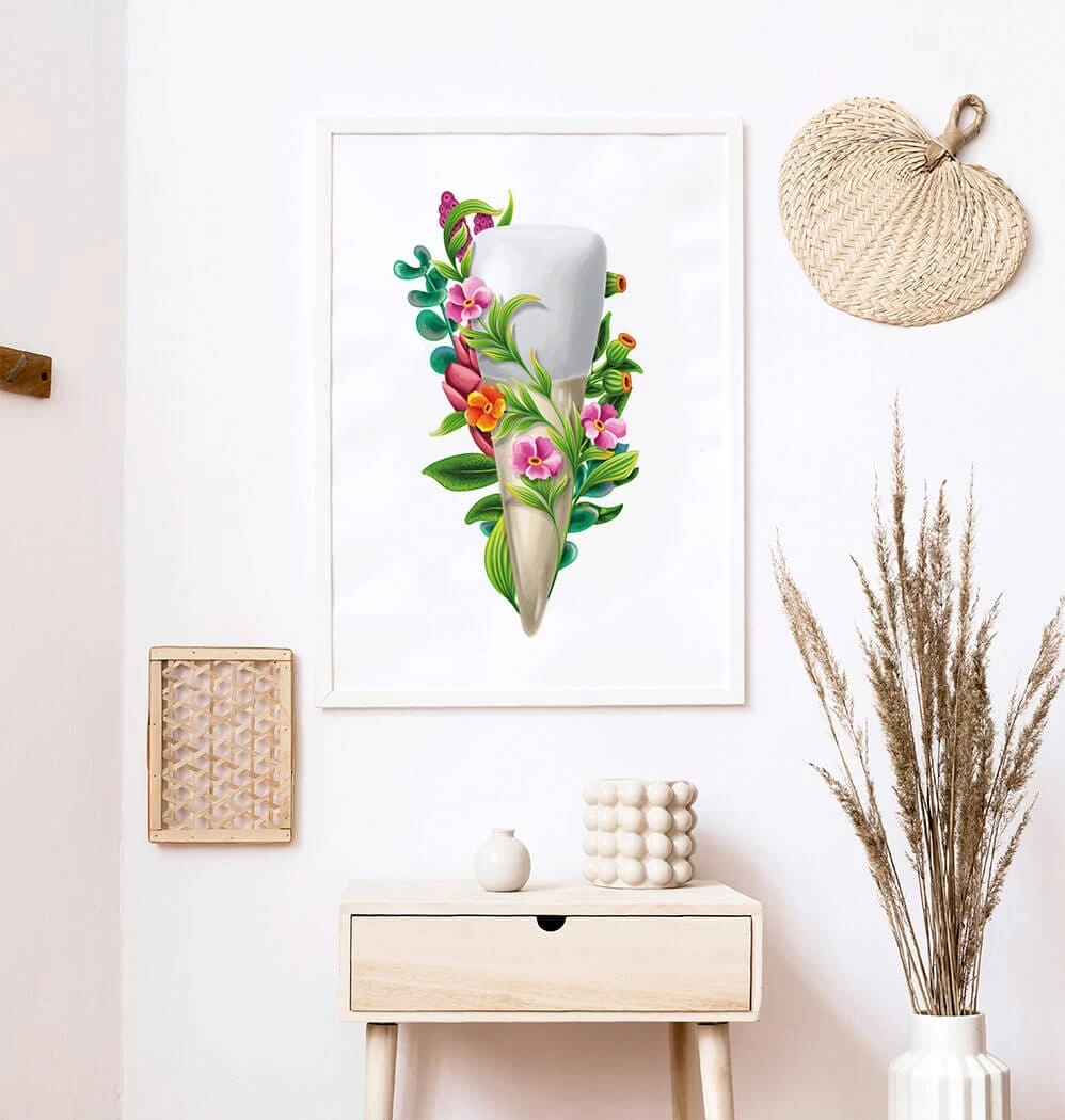 Tooth Anatomy III - Floral - White 4 Tooth Anatomy III - Floral - White - Image 2