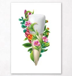Tooth Anatomy III - Floral - White
