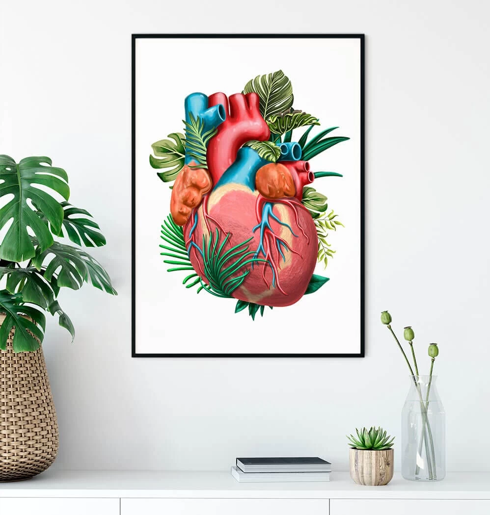 Heart Anatomy V - Floral - White 4 Heart Anatomy V - Floral - White - Image 2