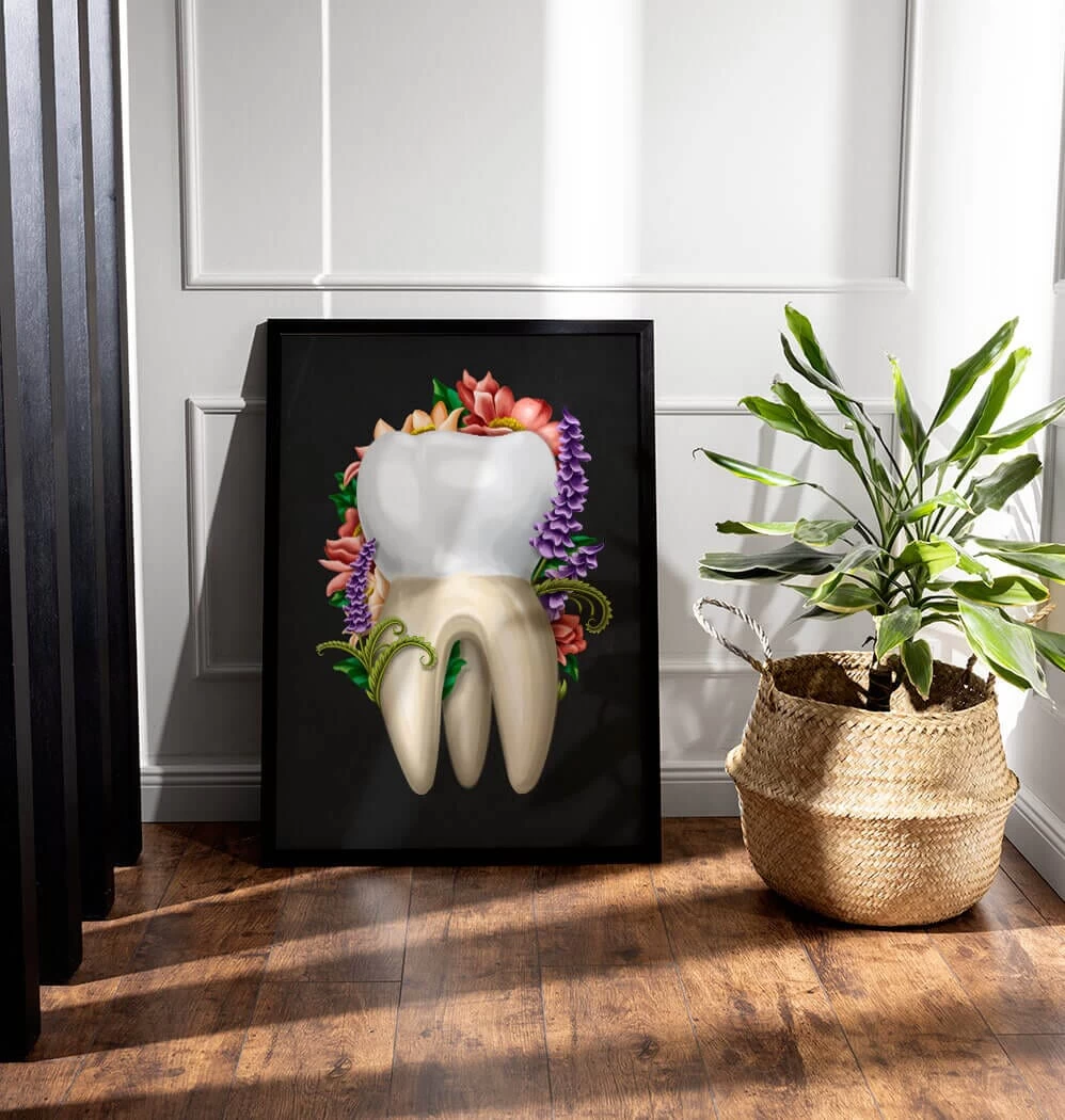 Tooth Anatomy IV - Floral - Black 4 Tooth Anatomy IV - Floral - Black - Image 2