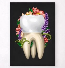 Tooth Anatomy IV - Floral - Black