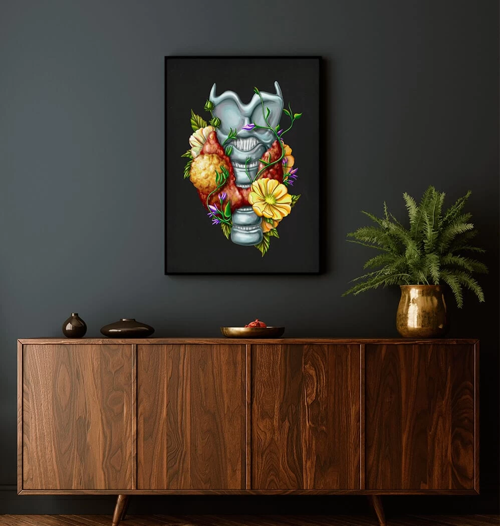 Thyroid Adenoma - Floral - Black 4 Thyroid Adenoma - Floral - Black - Image 2