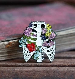 Rib Cage With Flowers - Enamel Pin