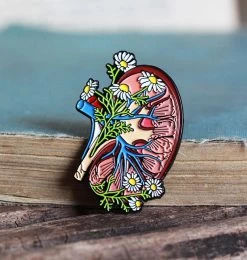 Kidney With Flowers - Enamel Pin