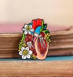 Dissected Heart With Flowers - Enamel Pin