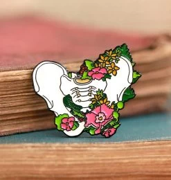 Pelvic Bone With Flowers - Enamel Pin
