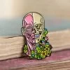 Facial Muscles And Skull With Flowers - Enamel Pin